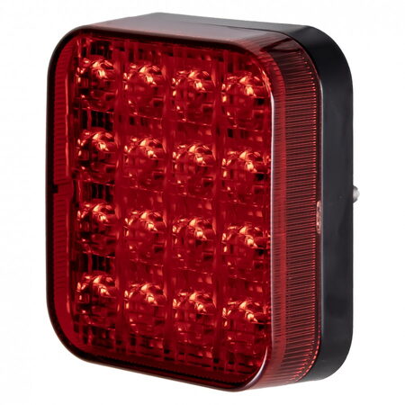 LED mlhové světlo 12V červené, 16 LED, ECE R10 R148, IP67 - 87x77x29 mm