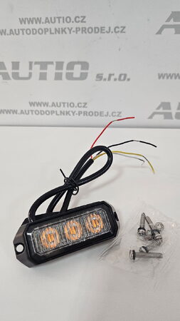 Výstražné LED světlo vnější oranžové, 12-24V 3LED 9W, ECE R10, 80x28 mm