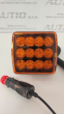 Výstražné LED světlo vnější oranžové do CL zásuvky , 12-24V 12LED 5W Homologace