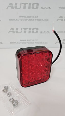 LED mlhové světlo 12V červené, 16 LED, ECE R10 R148, IP67 - 87x77x29 mm