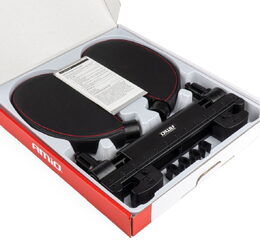 Sklopná opěrka hlavy do auta, černá s červeným prošitím