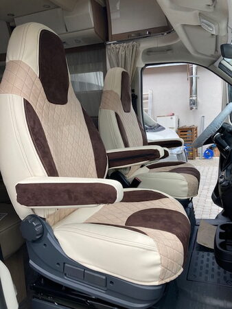 Autopotahy CAMPER- obytné auto, 2 místa, LUXURY LEATHER béžové