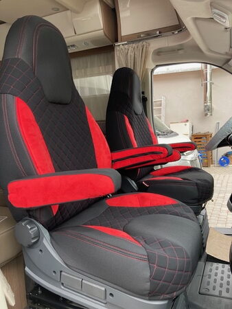 Autopotahy CAMPER- obytné auto, 2 místa, LUXURY černo červené