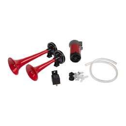 2-tónová fanfára 220mm, 12V s kompresorem červená ECE R28