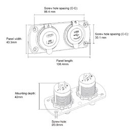 Dvojitá zásuvka do panelu 3x USB-A + 1x USB-C nabíječka