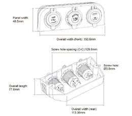 Trojitá zásuvka s panelem CL, 3x USB-A + 1x USB-C nabíječka