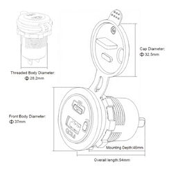 USB nabíječka QC3.0 + USB-C, zelené podsvícení