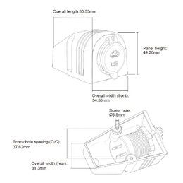 USB + USB-C zásuvka voděodolná v přídavném panelu