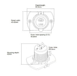 2x USB zásuvka v panelu USB QC3.0 + USB-C