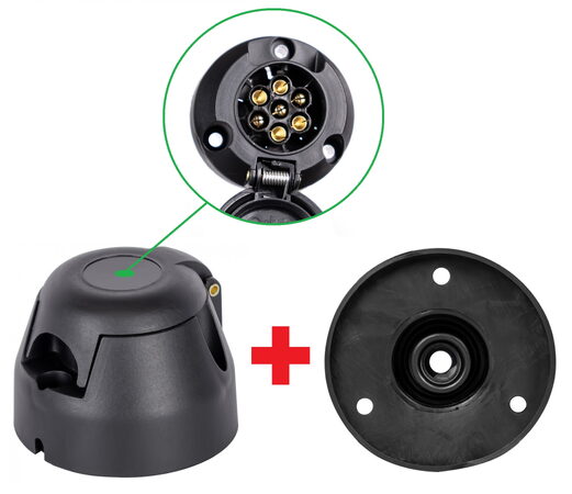 Zásuvka 7P pro tažné zařízení + těsnění - 12/24V, plast