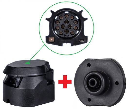 Zásuvka 13P + těsnění 12/24V plastová