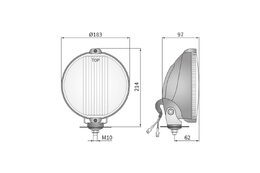 Dálkové a poziční světlo HO2.15160 kulaté 183 mm, kabel 0,15 m, WESEM