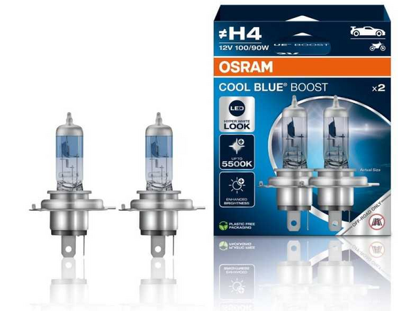 LED autožárovky Cool Blue Boost H4 12V 100/90W - 2ks