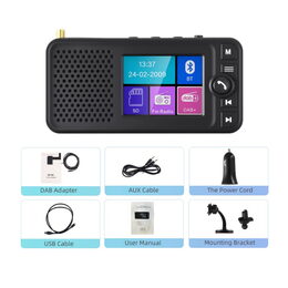Multifunkční FM + DAB přijímač / Bluetooth HF + přehrávač / micro SD / FM modulátor / akum