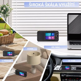 Multifunkční FM + DAB přijímač / Bluetooth HF + přehrávač / micro SD / FM modulátor / akum