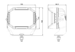 LED světlo obdélníkové bílé/oranžové/poziční, 80W, 150x115mm, ECE R65
