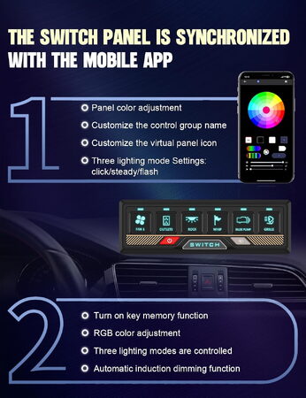 Dálkově ovládaný spínač 12/24V, 6-kanálový, 60A, Bluetooth