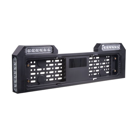 4x PREDATOR 6x4W LED pod SPZ, 12-24V, prohnuté, modré, ECE R65