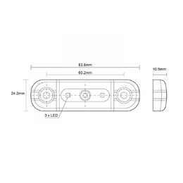 LED poziční světlo červené 84x24x11mm 3LED 12/24V ECE R10 R148
