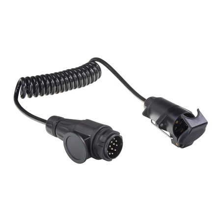 Prodlužovací kabel 2 m spirálový, 1x zástrčka 13pin, 1x zásuvka 7pin, 12V