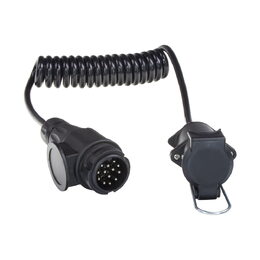 Prodlužovací kabel 2 m spirálový, 1x zástrčka 13pin, 1x zásuvka 7pin, 12V