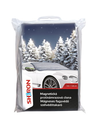 Magnetická clona na přední okno a zrcátka s reflexními pruhy SHERON 155 x 126 cm