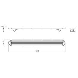 SLIM LED rampa 1133mm, oranžová, 12-24V, 306 x LED, 68W, ECE R65