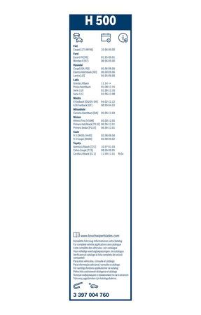 Zadní stěrač SAAB 9-3 Coupé [9400] r.v. 1998-2002, BOSCH H500 500mm