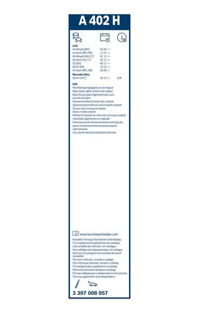 Zadní stěrač AUDI Q3 [8U] r.v. 2011->, BOSCH A402H 400 mm