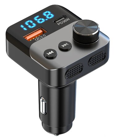 Bluetooth/FM modulátor bezdrátový, 12/24V, 1x USB, 1x USB-C