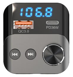 Bluetooth/FM modulátor bezdrátový, 12/24V, 1x USB, 1x USB-C