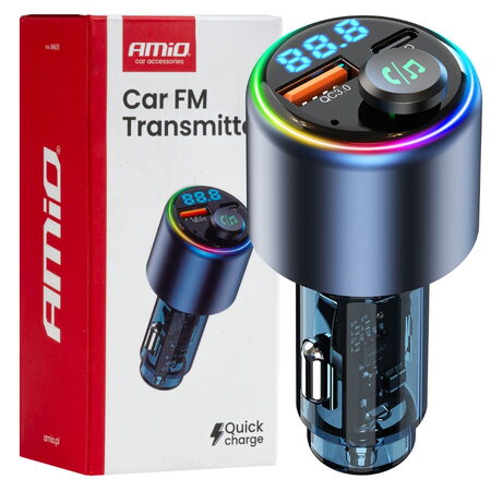 Bluetooth/FM modulátor bezdrátový, 12/24V, 1x USB, 1x USB-C