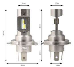 LED autožárovky série H25, H4 H19 bílá Canbus, 12/24V, 36W, 3588 lm - 2 ks