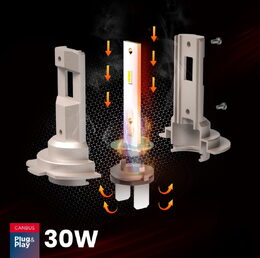 LED autožárovky série H25, H7 H18 bílá Canbus, 12V, 30W, 2710 lm - 2 ks