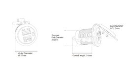 2x USB nabíječka voděodolná do panelu, QC3.0, modrá