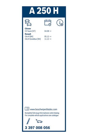 Zadní stěrač MINI Countryman II r.v. 2016->, BOSCH A250H 250mm