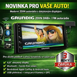 GRUNDIG 2DIN DAB+ / FM autorádio / 6,8" displej / USB / Bluetooth / Bezdrátové ACP / AA