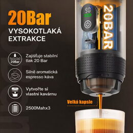 Cestovní kávovar Carclever na espresso 3v1