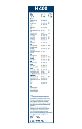 Zadní stěrač MERCEDES Vito [639] dvoukřídlé r.v. 2003-2005, BOSCH H400 400mm