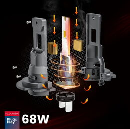 LED autožárovky F25 PRO BLACK H7 H18 bílá Canbus, 12/24V, 68W, 7646 lm - 2 ks