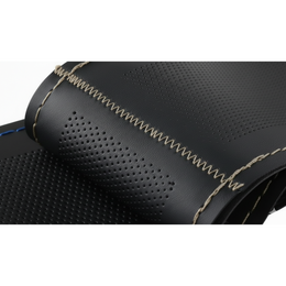 Potah volantu perforovaný černý s šedou nití 37-38cm