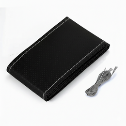 Potah volantu perforovaný černý s šedou nití 37-38cm