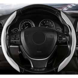 Potah na volant dvoudílný carbon stříbrno-bílý 37-39cm