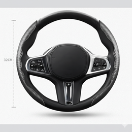 Potah na volant dvoudílný carbon stříbrno-bílý 37-39cm