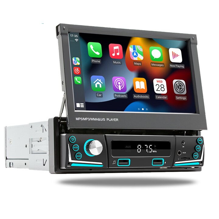1DIN autorádio s výsuvným 7" LCD / 2x USB / Bluetooth / CarPlay / AndroidAuto / Mirrorlink