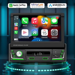 1DIN autorádio s výsuvným 7" LCD / 2x USB / Bluetooth / CarPlay / AndroidAuto / Mirrorlink