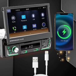 1DIN autorádio s výsuvným 7" LCD / 2x USB / Bluetooth / CarPlay / AndroidAuto / Mirrorlink