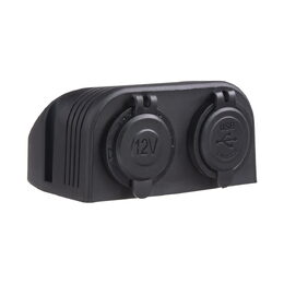 Dvojitá zásuvka s panelem 1x CL + 2x nabíječka USB voděodolná
