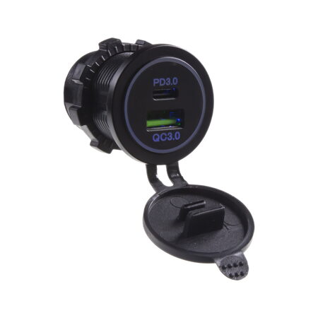 USB QC3.0 + USB-C zásuvka 12/24V