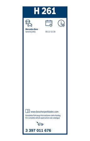 Zadní stěrač FIAT 500e [332] r.v. 2020->, BOSCH H261 260mm